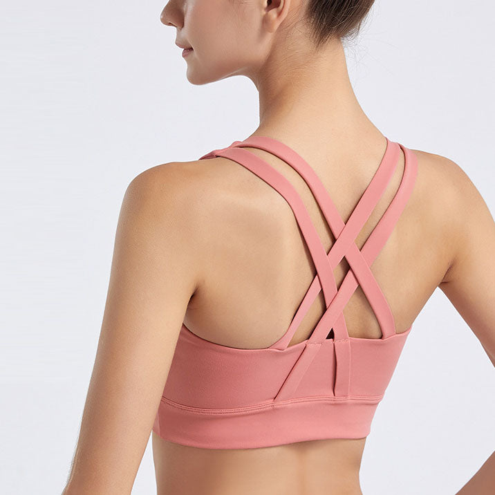 U neck crossed back bra