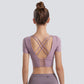 cross back midriff short sleeve