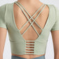 cross back midriff short sleeve