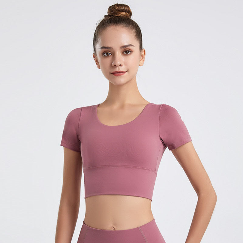cross back midriff short sleeve