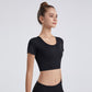 cross back midriff short sleeve