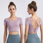 cross back midriff short sleeve