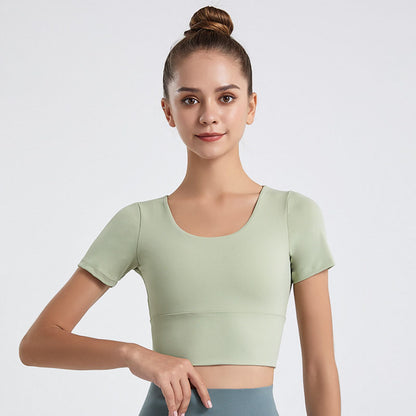 cross back midriff short sleeve