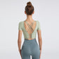 cross back midriff short sleeve