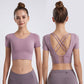 cross back midriff short sleeve
