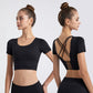 cross back midriff short sleeve