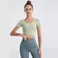 cross back midriff short sleeve