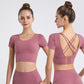 cross back midriff short sleeve